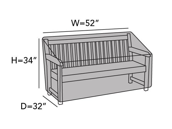 Covermates Outdoor Patio Bench Cover - Premium Polyester, Weather Resistant, Drawcord Hem, Seating and Chair Covers, 52W x 32D x 34H, Clay