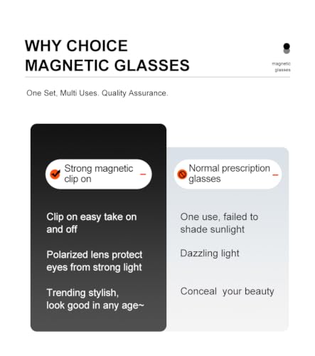 Image of Bauhaus Magnetic Clip on Sunglasses Women Polarized UV Square Men Sunglasses Night Driving Eyeglasses For Fishing Hiking