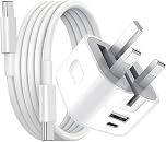 20W Dual Port USB C Charger For iPhone 17e/17/17 Pro/17 Pro Max/17 Air, 16/16e/16 Pro/16 Plus, 15/15 Pro/Pro Max – PD + USB A Fast Charging UK 3 Pin Foldable Wall Charger With 1M Cable (White)