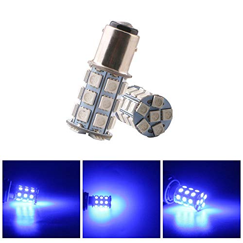 QasimLed 2pcs-1157 BAY15D 1016 1034 LED 27-SMD 5050 LED Bulbs Interior RV Camper Car Tail Backup Lamp Stop Parking Bulb Blue 12V