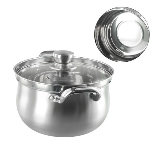 Ygmnqal Edelstahl Suppentopf 24 cm Glasdeckel