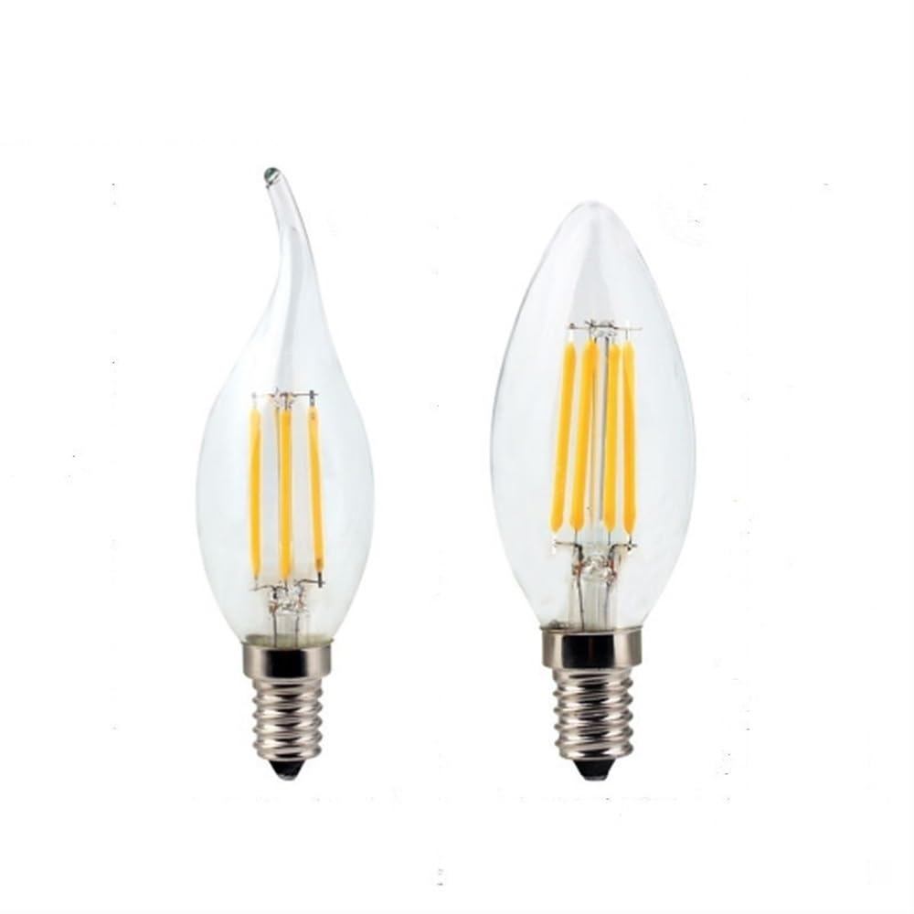 HongHeFu, Paquete de 20 bombillas de filamento LED AC220V E14/E27 bombilla de vidrio de filamento de 4W bombilla dorada con atenuación(Warm white,E14-G45)