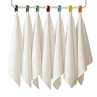 Flour Sack Towels| Tea Towel for Crafts| Kitchen Towels Cotton Blank Towel for Embroidery Baking Bread Proofing Linen Cover | Super Absorbent Dish Towels with Color Hanging Loops 7 Pack 28"x28" White