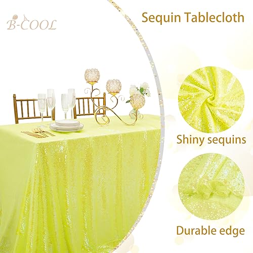 Image of B-COOL Sparkle Tablecloths Sequin Table Fabric Wedding Table Cloth for Mermaid Party Tablecloth Birthday Baby Shower Decorations 90x90 Inch,Crystal Yellow