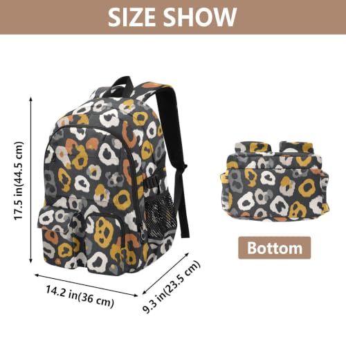 Mochila de viaje grande bolsa de trabajo universitaria con patrón de leopardo gris 3