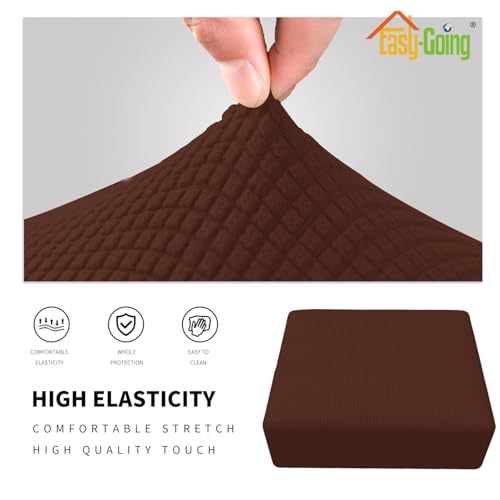 Housse pour pouf extensible carré 101x101 cm café - 4