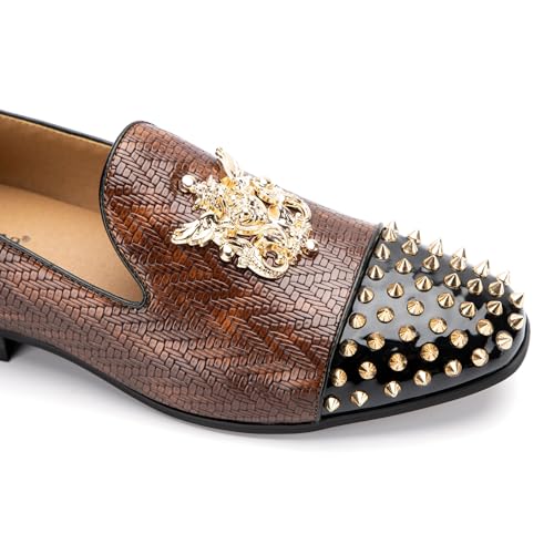 Image of Meijiana Mens Velvet Loafers Dress Shoes with Metal Embellishments Party Luxury Loafer Shoes