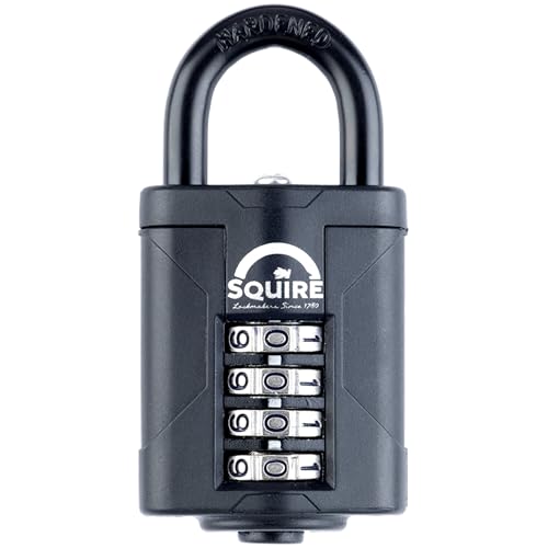 Squire Combination Padlock (CP40) - 40mm Wide Combination Padlock (Black) - Tough Steel Shackle - Alloy Steel for Corrosion Resistance - Weatherproof Lock, Ideal for Gates & Garden Sheds