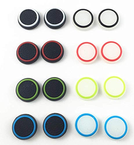 Image of 4PCS Silicone Thumb Stick Joystick Analog Grip Thumbsticks Cap Cover Case for PS4 PS3 PS2 Xbox One Xbox 360 Wii U NS Pro Controller (White-Blue)
