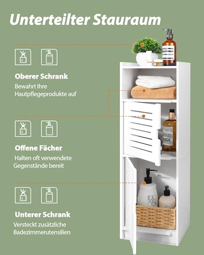 aimu Waterproof Bathroom Cabinets,Bathroom Storage Units with Open Storage Shelf,Free-standing Floor Cabinets,Corner Organizer Cupboard for Bedroom Kitchen Hallway,White. - Image 6