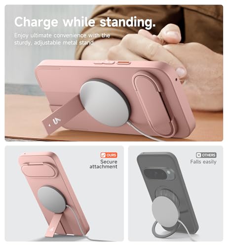 Coque Google Pixel 10 Pro XL magnétique antichoc rose avec support - 6