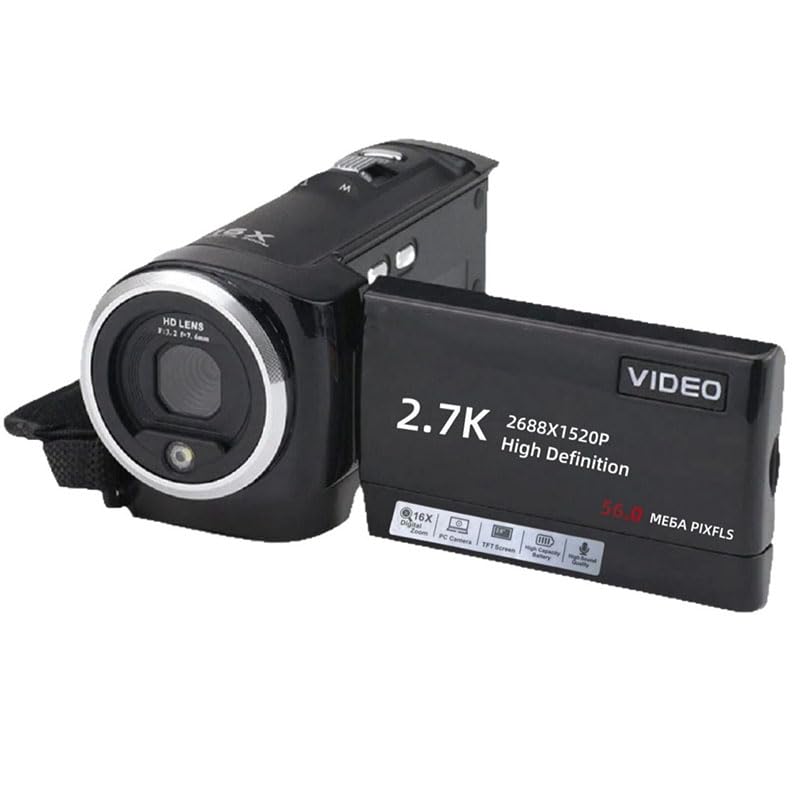 2.7K Videocámara Full HD en inglés para Youtube,Grabación de Video HD 1080P,Pantalla de 2.8 Pulgadas, Zoom Digital 16x, Pantalla LCD giratoria 270° con Tarjeta SD,Standard-2.7K