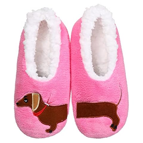 ZYZX Women's Dachshund Slipper Socks Fluffy Non-slip Cozy Soft Sole Fuzzy Fleece lining Dog Indoor Socks Gifts for Lady Cover