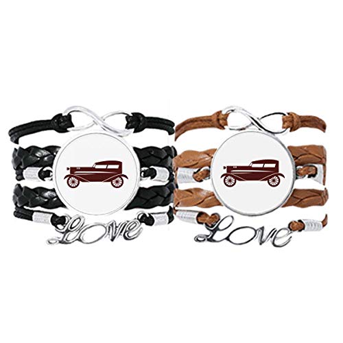 Pulsera pareja de cuerdas de cuero para viajes y entusiastas de autos clasicos