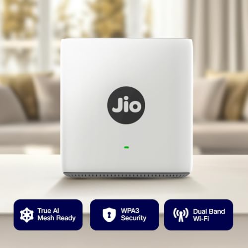 Image of Jio AX6000 Universal Wi-Fi 6 Router, Dual Band, Mesh Ready, Gaming Router, Upto 6 Gbps Speed, 8K Streaming, WPA3 Advanced Security, MU-MIMO, OFDMA, Wide Coverage, Easy Setup, JioHome App (JIDU6801 IN)
