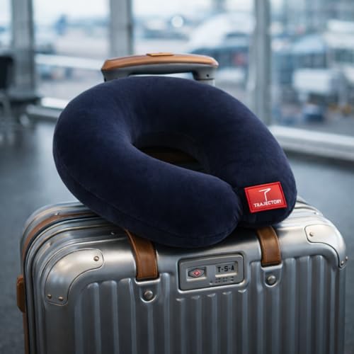 Image of Trajectory Travel Neck Pillow for Travelling and Sleeping in Airplane Flight, Cab, Car, Train, Bus for Men and Women Blue (As seen on Shark Tank)