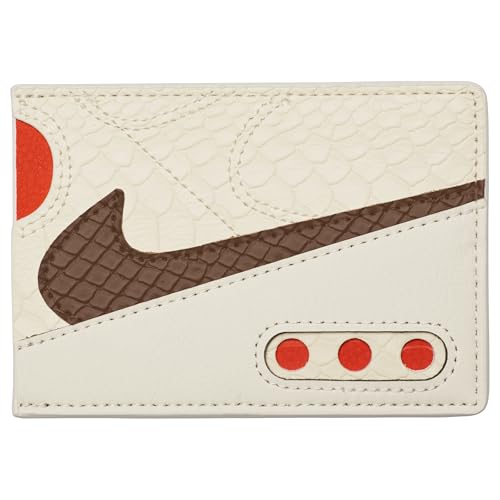 Portefeuille de cartes Nike Air Max 90 Snake en cuir imprimé et toile beige élégante