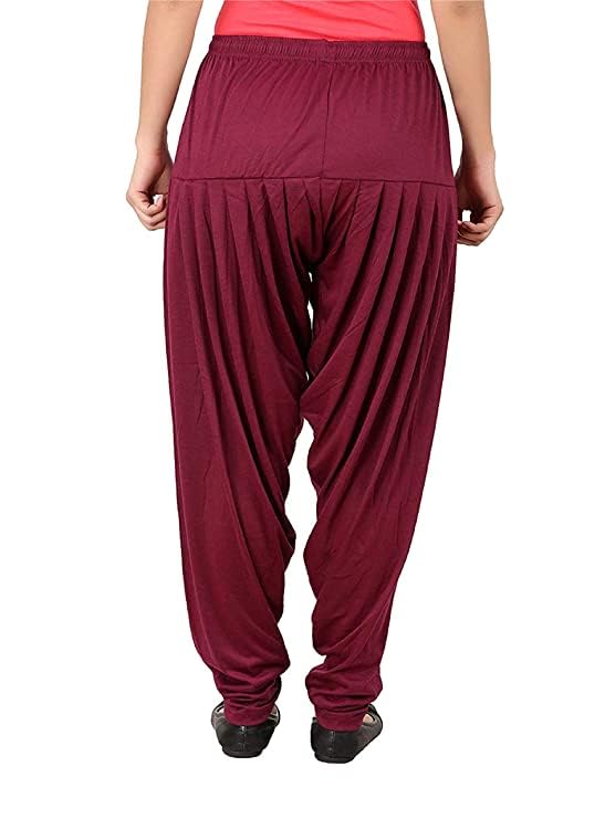 Image of Ultra Soft Rayon Viscose Solid Attractive Pleated Pattern Casual wear Patiala Pants for Womens