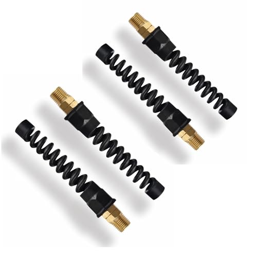 Yolass Pro Air Hose Reusable Fitting, Reusable Strain Relief Fittings, 1/4”NPT Reusable Strain Relief Replacement Fitting Rigid, Suitable for 1/4-inch Flexibility Polyurethane Air Hose (4-piece)