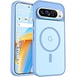 PuyaTeya for Google Pixel 9/9 pro Phone Case, Compatible with Magnetic, Military Grade Drop Protection Translucent Matte Shockproof Anti-Scratch Case for Pixel 9/9 pro (Azure Blue)