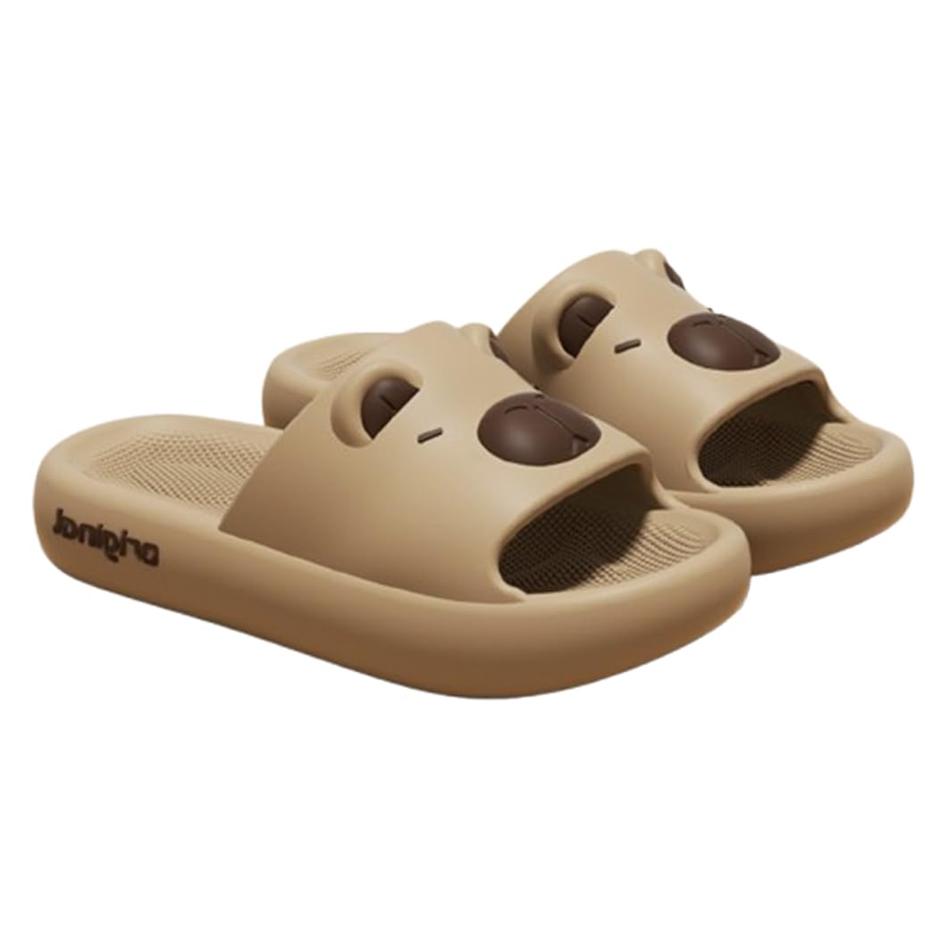 ZNEL Capybara Animal Cartoon Slippers Sandals Women Men Non Slip - Outdoor & Indoor Footwear for Beach Travel Shower Flip Flops(36/37 EU, Khaki)