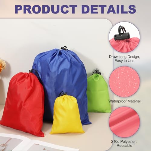uxcell 5Pcs 210D Polyester Drawstring Bag with Toggle, 6 x 8 Inch Waterproof Travel Storage Bag Foldable Stuff Sack Cinch Sack for Gym Travel Hiking Yoga Clothes Organizer, Pink3