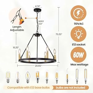 6-Light Black and Gold Chandelier, Farmhouse Wagon Wheel Chandelier, Rustic Chandeliers for Dining Room, Round Kitchen Island Iight Fixtures, Dining Room Light Fixtures Over Table 6 Light Black and Gold Chandelier Farmhouse Wagon Wheel Chandelier Rustic Chandeliers for Dining Room Round Kitchen Island Iight Fixtures Dining Room Light Fixtures Over Table