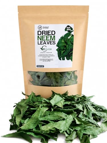 Ceylon Rustic Savour Dried Neem Leaves Whole Neem Leaves 3 oz / 85g Neem Leaf Tea Loose Leaf Herbal Tea Preparation Resealable Pouch Product of Sri Lanka