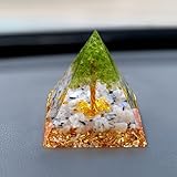 SAMIQU Crystal Orgone Pyramid Car Dashboard Ornament, Center Console Decoration Car Interior Accessories,Gift Crafts for Men & Women (Green Gold)