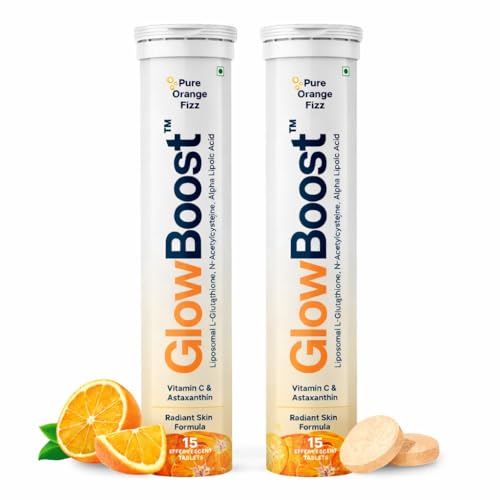Image of GlowBoost Liposomal L-Glutathione 600mg Effervescent Tablets | With NAC, Astaxanthin & Vitamin C | 4-in-1 Skin Glow Formula | Reduces Tanning, Dark Spots & Dullness | Skin Radiance for Men & Women | 15 Effervescent Tablets (Pack of 2)