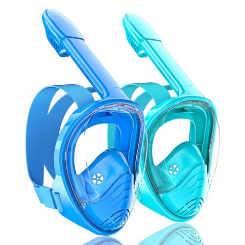 Image of QingSong Kids Snorkel Mask Full Face, Snorkeling Set with Camera Mount, 180 Degree Panoramic View Snorkeling Gear Anti-Fog Anti-Leak