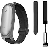 [LAZIRO] PLAUD NotePin AI ボイスレコーダー 用 リストバンド プラウドノートピン用アクセサリー 交換バンド レザー + シリコン製 マグネット式バックル サイズ調節可能 軽量 取り付け簡単(ブラック)