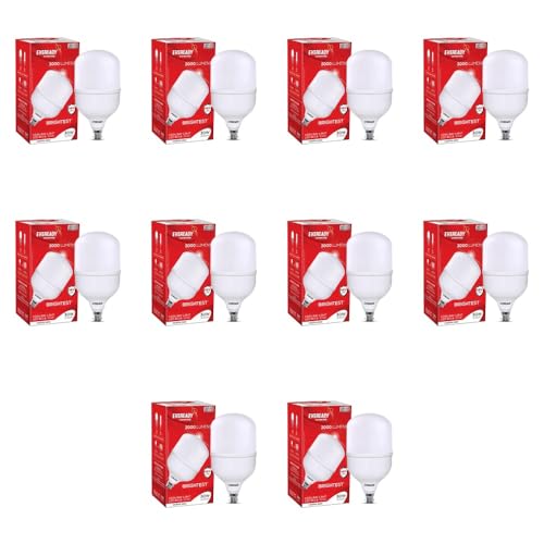 Eveready 30W LED Hammer Bulb| High CRI & High Efficiency | Energy Efficient | With 8 Hours Battery Backup | Long Life & Low Maintenance | 4KV (Pack of 10)
