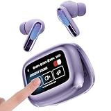 Cuffie Bluetooth Bluetooth 5.4, auricolari in-ear con riduzione automatica del rumore, impermeabilità IP55, lunga durata della batteria, touchscreen LEDSmart, per laptop, tablet, ecc. (viola)