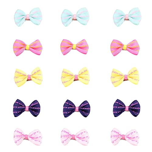 WVRLY 15Pcs Puppy Dog Hair Bow with Alligator Clips Pet Hair Bows Pet Grooming Hairpin Kitten Bow Barrettes Small Dogs Bowknot Hair Clip for Puppies Cats and Other Small Pets