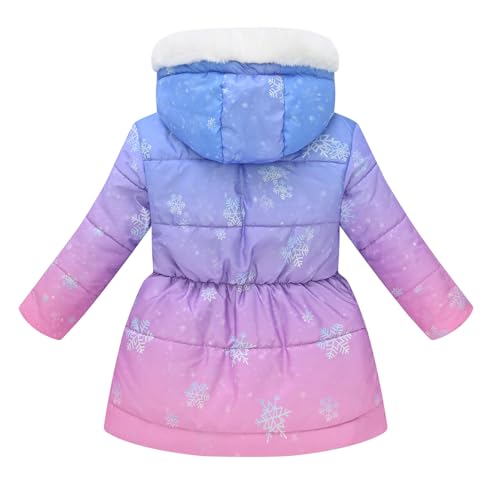 Parkas for Girls Winter Trendy Printed Hooded Long Sleeve Coat Zipper Waist Fleece Quilted Outfits 4-11 Years3