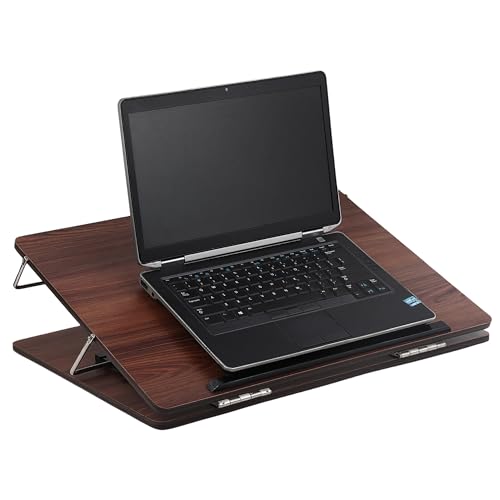 Image of Goodwill Tech Wooden Laptop Desk Table Top with Adjustable Height, Foldable, Writing, Drawing Desk Stand for Study, Office (Rolex, 15x21)