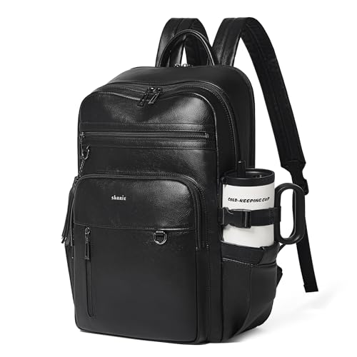 Mochila para portátil de polipiel negra para mujer 17 pulgadas miniatura 1