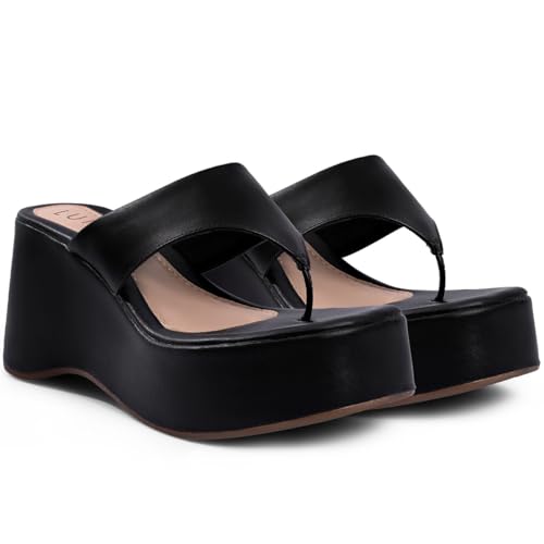 Tamanco Feminino Confortável Plataforma Anabela De Dedo preto36