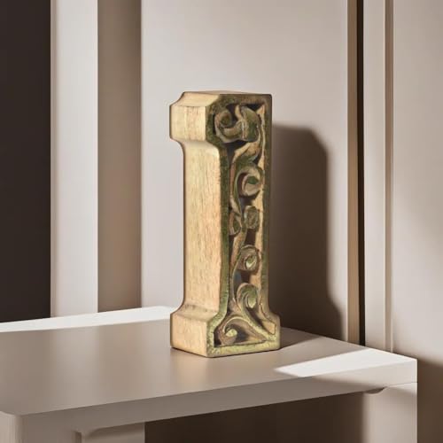 Handmade Eco-Friendly Wall Mount & Table Top Decor Natural-Gold Foil 1 Wooden Number