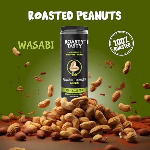 Image of Roasty Tasty Wasabi Flavour Roasted Peanuts|Healthy Snacks|Rich In Protein & Fibre|Roasted, Not Fried Snacks|Healthy Food|Namkeen Peanuts|Crunchy Masala Peanuts|Pack Of 2 (150G Each)