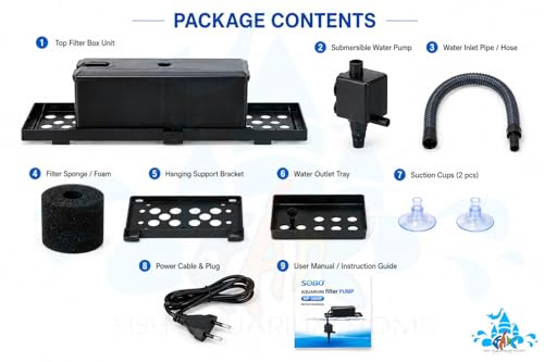 Image of FAH WP-3880F TANK TOP FILTER Sobo Power 40W| Max Flow: 2500L /H | 3ft n Above Aquarium | For Super Cleaning with inchFREE inch Cotton Pad (submersible)
