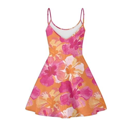 Image of Women's Spaghetti Strap Dress Summer Casual Swing Sundress Girls Beachwear Swing Mini Dress