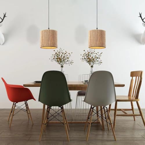 Lámpara colgante de ratán boho rústica para cocina e isla de comedor 4
