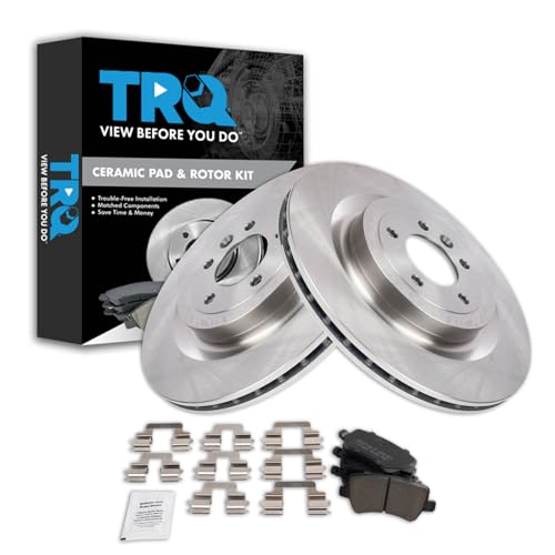 Image of TRQ Rear Brake Pad and Rotor Set Ceramic Compatible with 2013-2015 Land Rover Range Rover