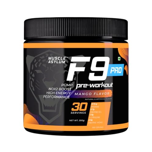 Image of Muscle Asylum F9 Pro Pre-Workout - 30 Servings, 300 Gm (Mango), Powder
