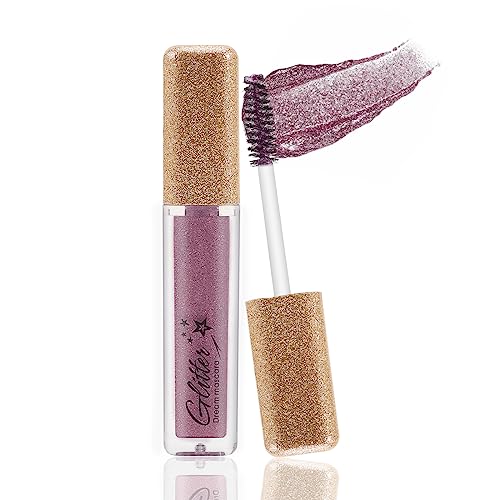 Boobeen Máscara de Pestañas con Purpurina, Máscara de Pestañas con Brillos de Diamantes, Maquillaje de Pestañas de Larga Duración, Impermeable, Alargador, Voluminizador, para Fiestas y Bodas