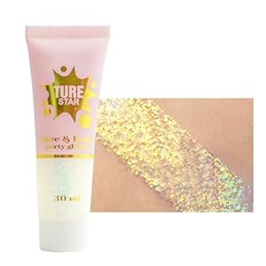 Glitter Gel, Gold Chunky Body Lotion glitter, zeemeermin pailletten fonkelend voor gezicht, haar, lippen nagels, make-up, cosmetica, festival, party, zeemeermin vloeibare glitter vloeibare oogschaduw