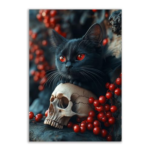 Crâne décoration d'Halloween horreur fantastique grand format rouge 70x100cm
