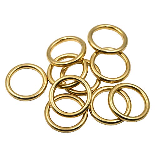 Okones 1/2'' Diameter,Solid Brass o Ring for Webbing Strapping Flat Cords Belting Leathercraft Pack of 10pcs BRA0022 (Insides 1/2'')